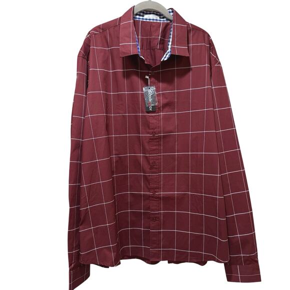Coofandy Men’s 3XL NWT Windowpane Long Sleeve Button Down Cotton Dress Shirt - Picture 1 of 12